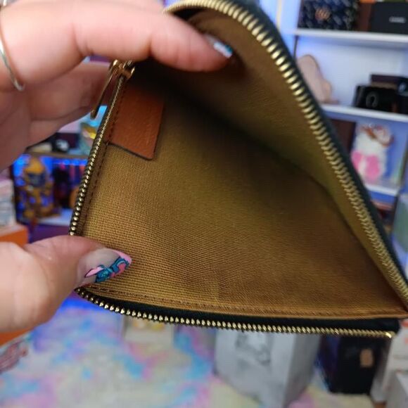 Celine Zip TRIOMPHE Canvas Wallet W/ Lamb Skin Leather Brown Card Holders Set - Picture 7 of 13